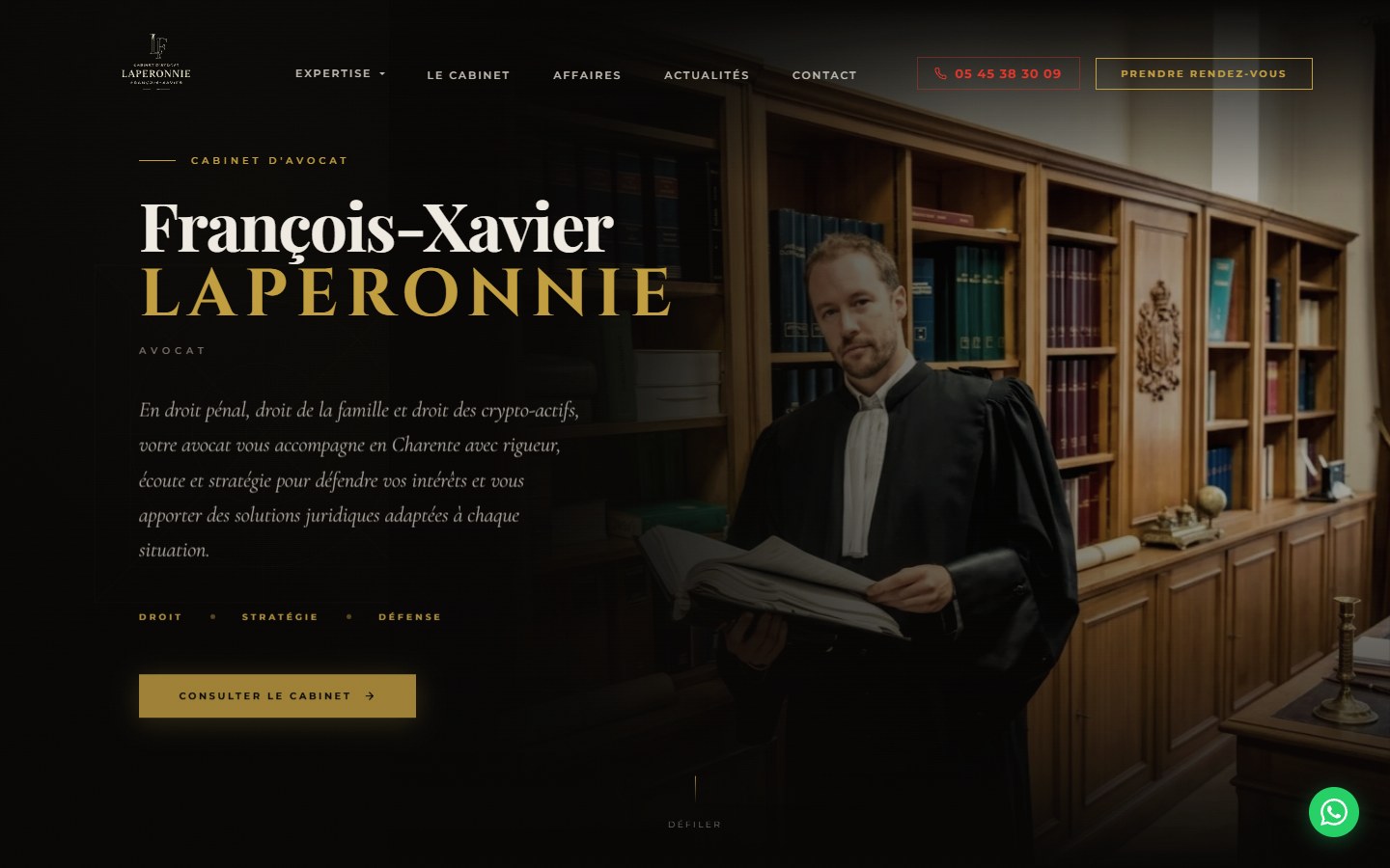 Page d’accueil du Cabinet Laperonnie affichée sur ordinateur
